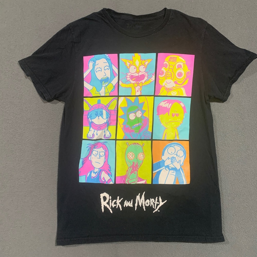 Rick and Morty Black T Shirt Graphic Print Cartoon Network Mens Size S